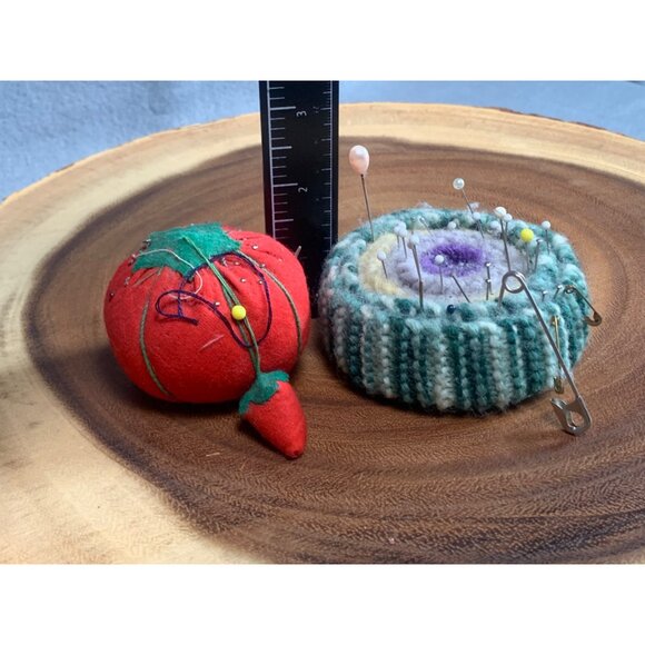 Vintage Strawberry & Knitted Pin Cushions Set - Picture 6 of 8